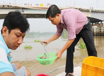 Long An releases 3 tons of breeds of aquatic animals