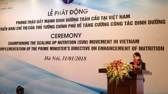 Minister of Health Nguyen Thi Kim Tien addressing the ceremony (Photo: baohaiquan.vn)