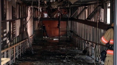 A food court on the third floor of the Severance Hospital's main building in western Seoul has been destroyed by fire.