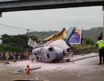 Helicopter crash in Indonesia kills one, injures nine others