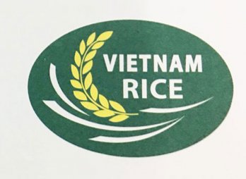 Vietnamese rice logo messages clean, safe and environmentally friendly products