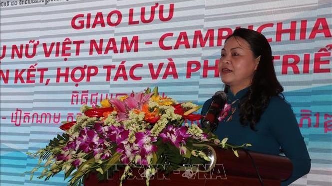 Chairwoman of the Vietnam Women’s Union Nguyen Thi Thu Ha speaks at the exchange (Photo: VNA)