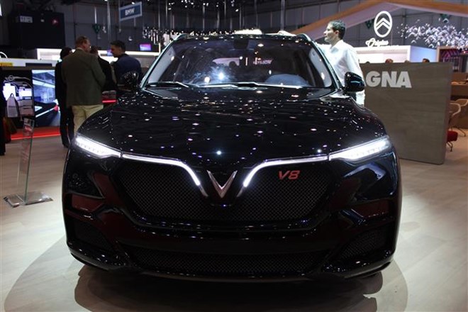 The VinFast Lux V8, the special edition of VinFast’s SUV Lux line, has been on display at the 2019 Geneva International Motor Show (Photo: VNA)