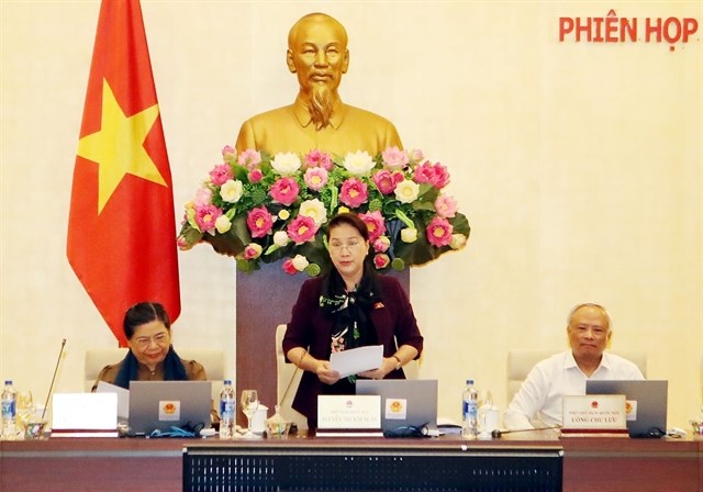 National Assembly Chairwoman Nguyen Thi Kim Ngan makes a speech at the closing ceremony of the 33rd session of the National Assembly Standing Committee. (Photo: VNA)