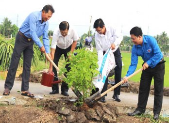 Thanh niên Long An trồng 3.000 cây xanh trong Ngày Chủ nhật xanh