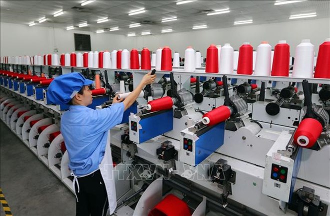 A yarn production line at Jasan Textile Dyeing Company Limited, Pho Noi B Textile and Garment Industrial Zone in northern Hung Yen province (Photo: VNA)