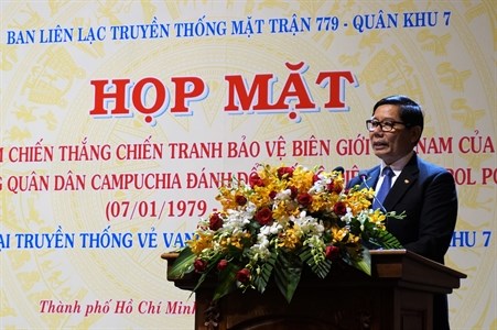 Cambodian Consul General in HCM City Im Heng addresses the get-together on July 20 (Photo: baoquankhu7.vn)