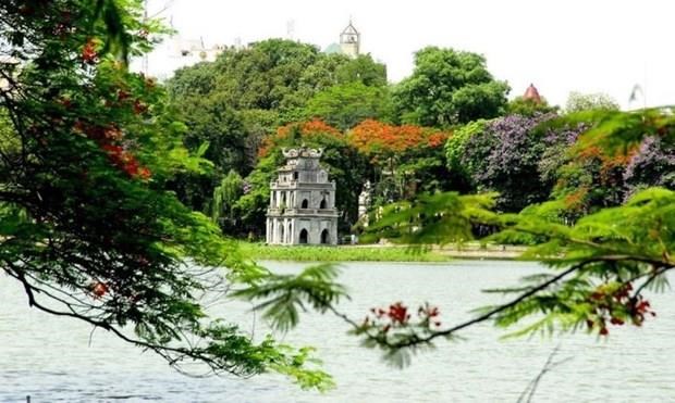 The Turtle Tower on Hoan Kiem Lake, a tourist attraction in Hanoi (Photo: VNA)