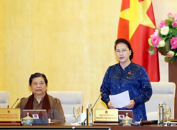 NA Chairwoman Nguyen Thi Kim Ngan speaks at the 37th session of the 14th NA Standing Committee. (Photo: VNA)