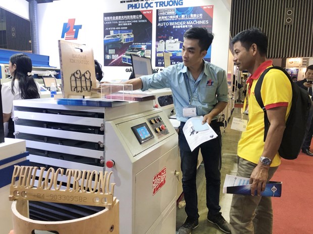 A pavilion set up at the 19th Vietnam International Printing & Packing Industry Exhibition (VietnamPrintPack) (Photo: VNA)