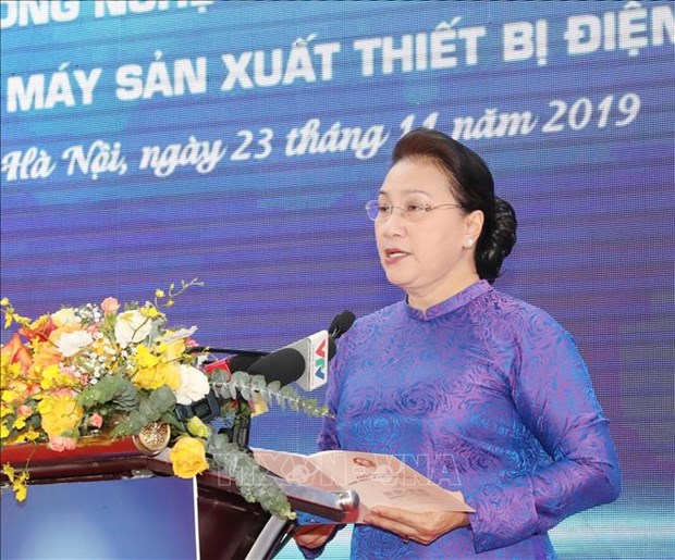 Chairwoman of the National Assembly Nguyen Thi Kim Ngan speaks at the Hoa Lac Hi-tech Park on November 23. (Photo: VNA)