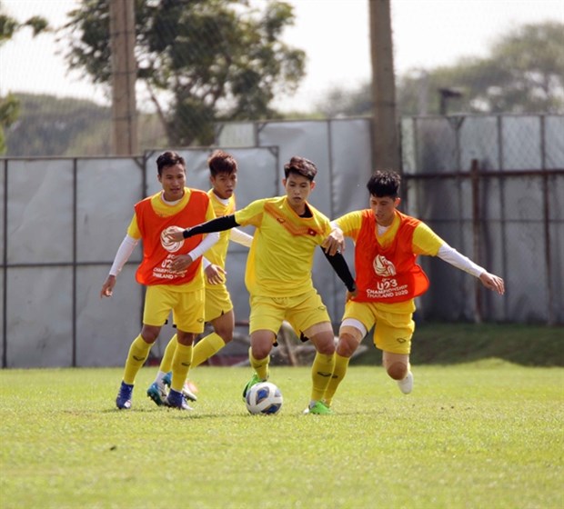 Vietnam's U23 team trains in Thailand. They will face Jordan at the AFC U23 Championship Thailand 2020 on January 13. (Photo: vff.org.vn)