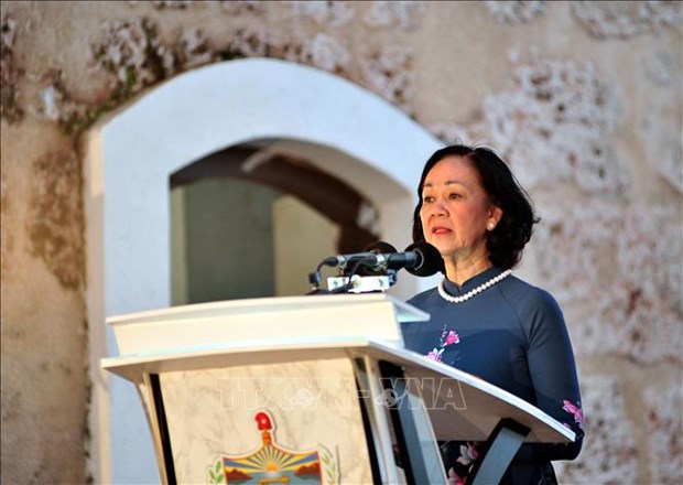 Truong Thi Mai, Politburo member and head of the Communist Party of Vietnam Central Committee’s Commission for Mass Mobilisation, speaks at the opening ceremony of the 29th International Book Fair of Havana in Cuba on February 6. (Photo: VNA)