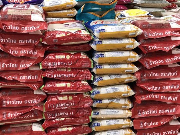 Sacks of rice at a mall in Bangkok, Thailand (Photo: VNA)