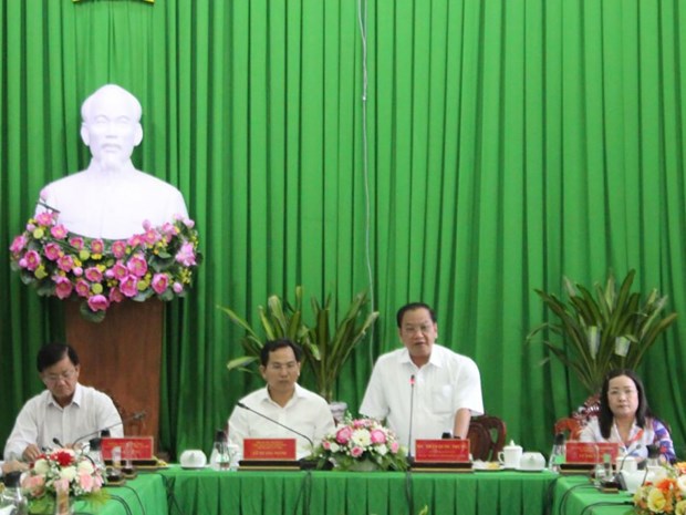 Secretary of the municipal Party Committee Tran Quoc Trung speaks at the event (Photo: baocantho)