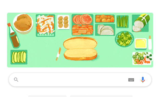 An animated image of Vietnam’s “banh mi” (bread) is featured on Google’s homepage (Photo: VNA)