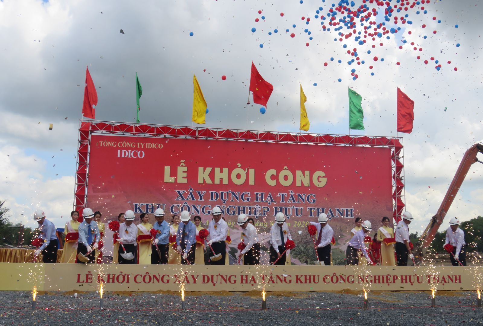 Delegates perform the groundbreaking ceremony