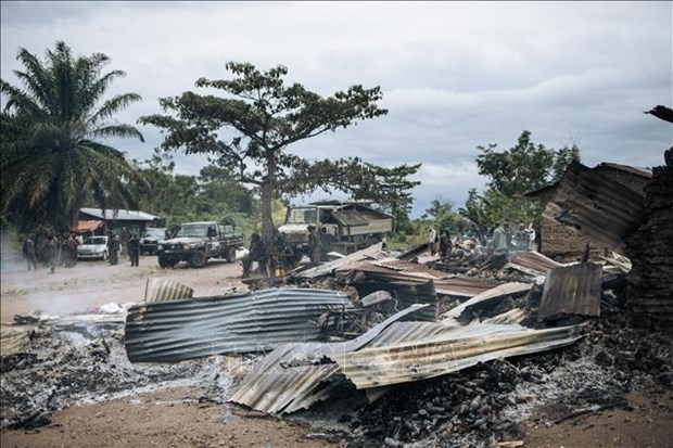 The scene of an attack in Manzalaho village, near Beni, DR Congo, on February 18, 2020. (Photo: AFP)