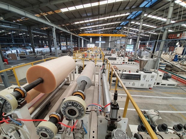 Inside a floor tile manufacturing of Hoang Gia Investment and Trading Joint Stock Company. — Photo courtesy of the company