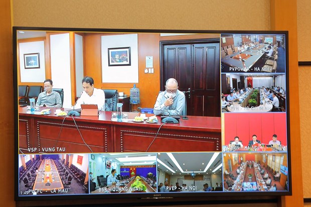 Overview of the virtual meeting seen at Vietsovpetro (Photo courtesy of PetroVietnam)