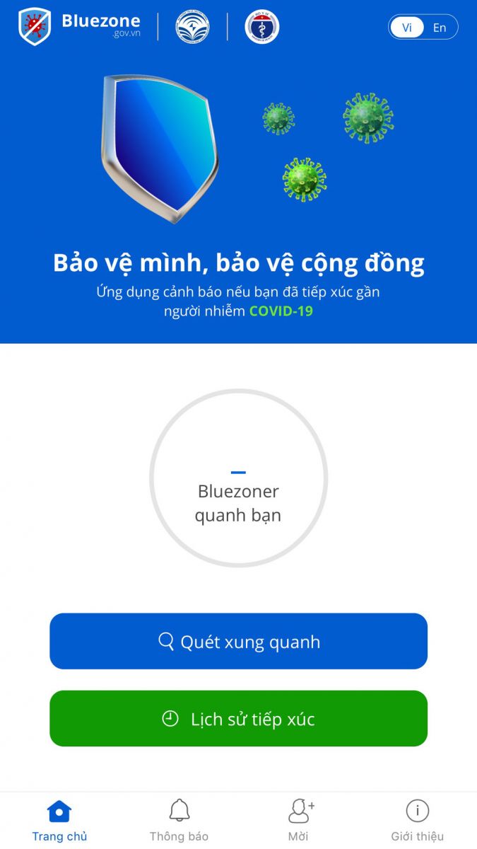 Interface of Bluezone apps 