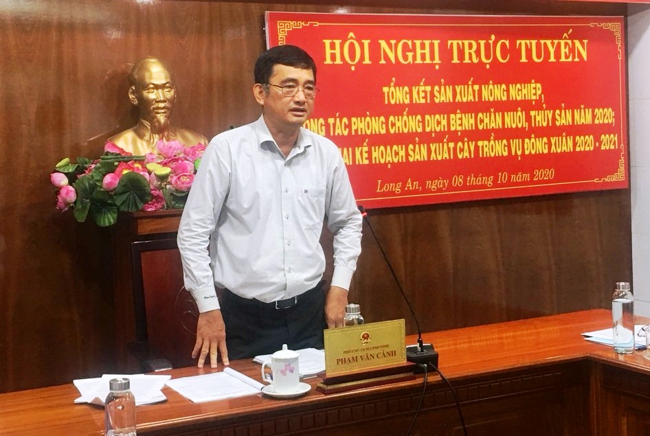 Vice Chairman of the Provincial People's Committee - Pham Van Canh suggests the agriculture sector and the localities to implement measures to cope with the risk of drought, water shortage and salinity intrusion in the dry season 2020-2021