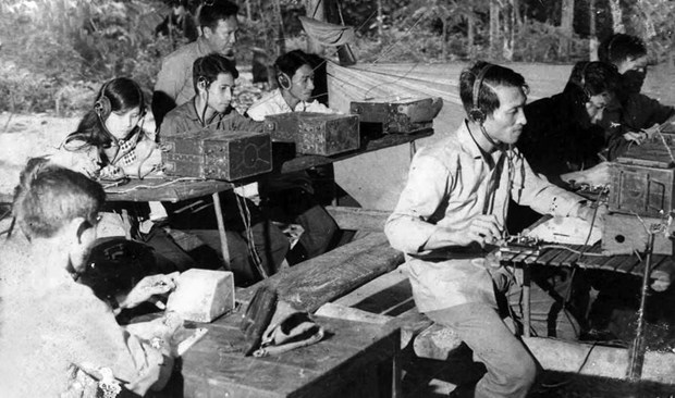 The technical section of the Liberation News Agency at the Duong Minh Chau revolutionary base (Photo: Liberation News Agency)