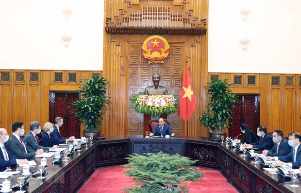 Prime Minister Nguyen Xuan Phuc speaks at the reception (Photo: VNA)