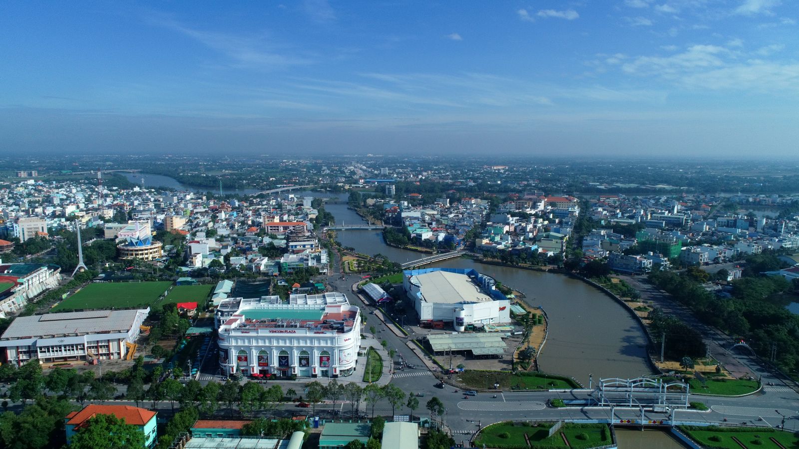 Tan An city is viewed from above (Photo: Thanh Nga)