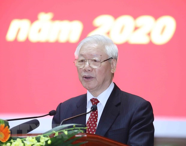 Party General Secretary and President Nguyen Phu Trong addresses the conference (Photo: VNA)