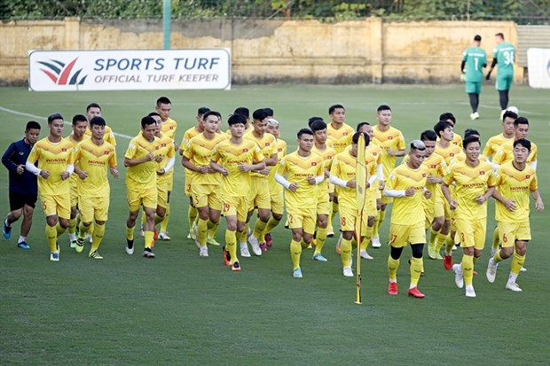 Vietnamese national team on training (Photo: bongdaplus.vn)