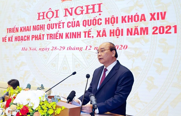 Prime Minister Nguyen Xuan Phuc speaks at the conference (Source: VNA)