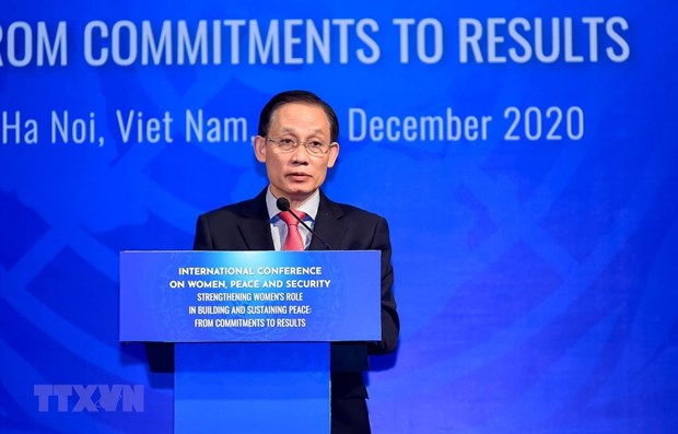 Deputy Minister of Foreign Affairs Le Hoai Trung at the International Conference on Women, Peace and Security (Photo: VNA)