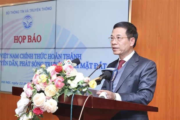 Minister of Information and Communications Nguyen Manh Hung speaks at the event (Photo: VNA)