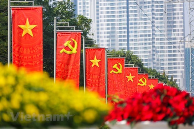 A street decorated to welcome 13th National Party Congress (Photo: VNA)