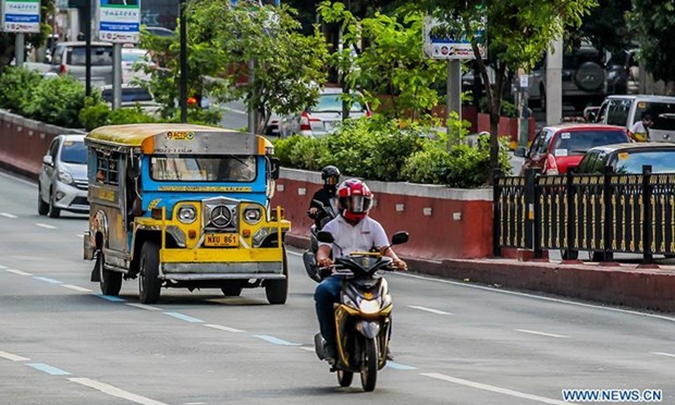 A jeepney is seen on a road in Manila, the Philippines, in August 2020 (Photo: Xinhua)