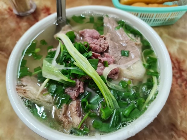 A bowl of Pho Bo (Vietnamese beef noodle soup) in Hanoi. (Photo: VNA)