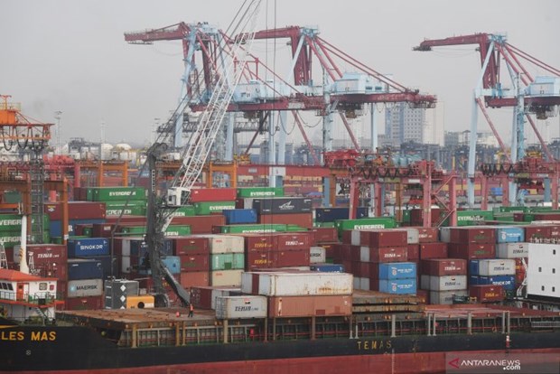 Loading and unloading activities at the Tanjung Priok Port in North Jakarta on March 15, 2021. (Photo: Antara)