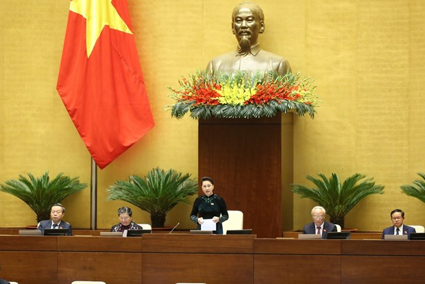 NA Chairwoman Nguyen Thi Kim Ngan speaks at the session (Photo: VNA)