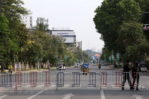 A street in Phnom Penh, Cambodia, under lock-down due to COVID-19.(Photo: Xinhua/VNA)