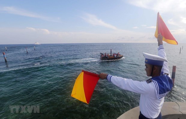 Chiến sỹ hải quân Việt Nam trên đảo Đá Lát thuộc quần đảo Trường Sa. (Ảnh: Trần Việt/TTXVN)