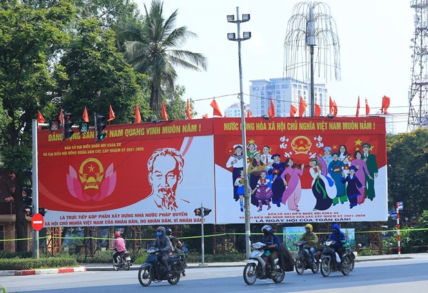 Banners on the election on a street in Vietnam (Photo: VNA)