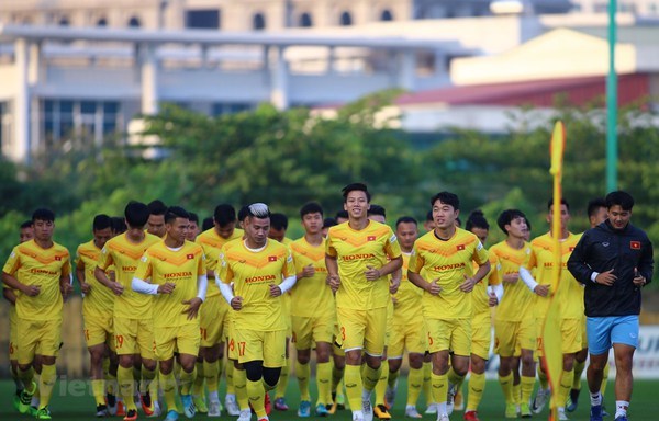 The national football team are scheduled to leave for the United Arab Emirates (UAE) on May 26 to play the remaining games of Group G in the second round of the 2022 World Cup Asian qualifiers. (Photo: Vietnam+)