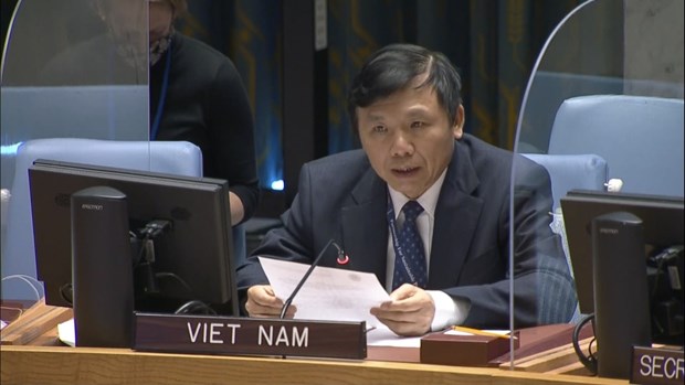 Ambassador Dang Dinh Quy speaks at the meeting (Photo: VNA)