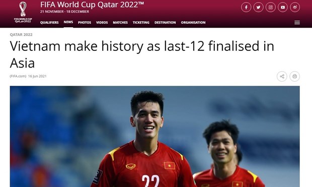 The article on FIFA website (Photo: VNA)