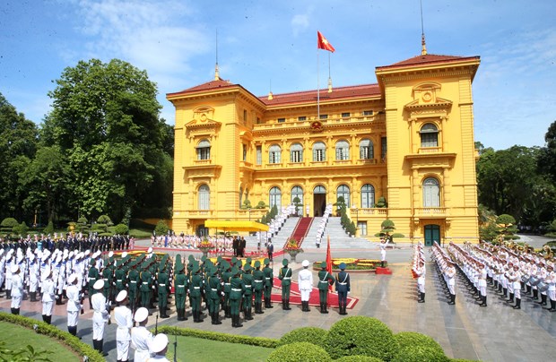 The welcome ceremony in Hanoi on June 28 (Photo: VNA)