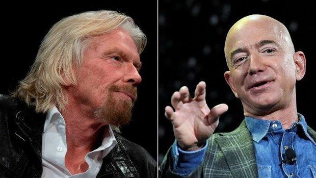 Hai tỷ phú Richard Branson và Jeff Bezos. (Nguồn: AFP/Getty Images)