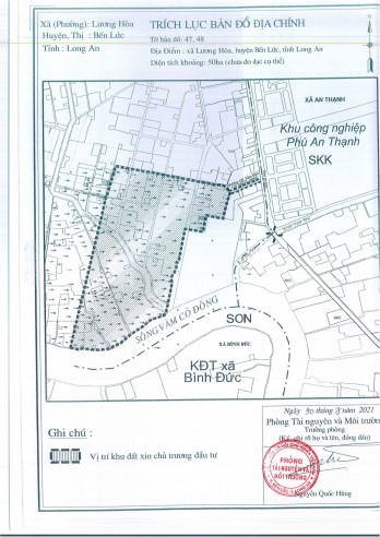 Long An calls for investing logistics center project in Luong Hoa commune, Ben Luc district