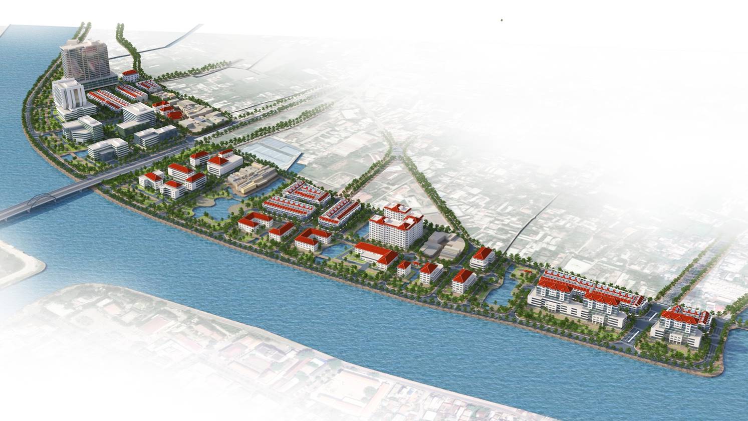 Perspective of Vam Co Tay riverside urban area - Ward 5 and Huong Tho Phu commune