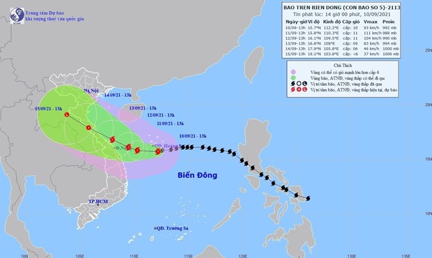 Map on the route of Typhoon Conson (Source: VNA) 